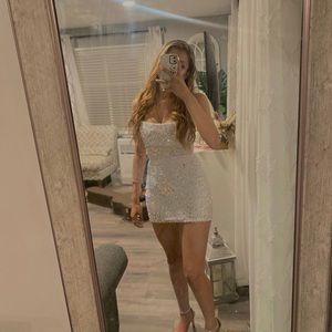 WHITE LUCY IN THE SKY SEQUIN DRESS